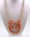 Beaded Multi Link Chain Necklace with Three Layers - evorr.com