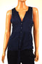 New INC Concepts Women Sleeveless Blue Tie-Front Henley Button Down Blouse Top M - evorr.com