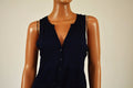 New INC Concepts Women Sleeveless Blue Tie-Front Henley Button Down Blouse Top M - evorr.com