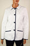 New Charter Club Women's Button Down White Contrast-Trim Quilted Jacket Coat S