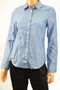New Tommy Hilfiger Women's Cotton Blue Dotted Chambray Button Down Shirt Top S - evorr.com