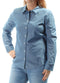 New Tommy Hilfiger Women's Cotton Blue Dotted Chambray Button Down Shirt Top S - evorr.com