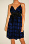 $138 Studio M Women's Sleeveless Black Blue Printed Tie Front Tunic Dress Large - evorr.com