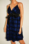 $138 Studio M Women's Sleeveless Black Blue Printed Tie Front Tunic Dress Large - evorr.com