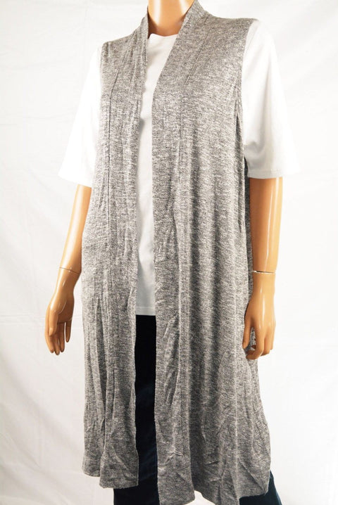 Alfani Women Sleeveless Gray Duster Cardigan Shrug Medium M