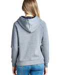 Women's Grey Kangaroo Pocket Long Sleeves Hoodie Blouse Top - evorr.com