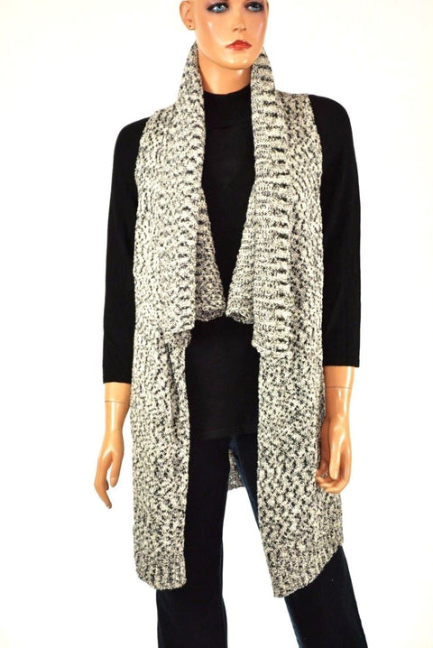 INC International Concepts Women Gray Metallic Marl-Knit Draped Shrug Cardigan L