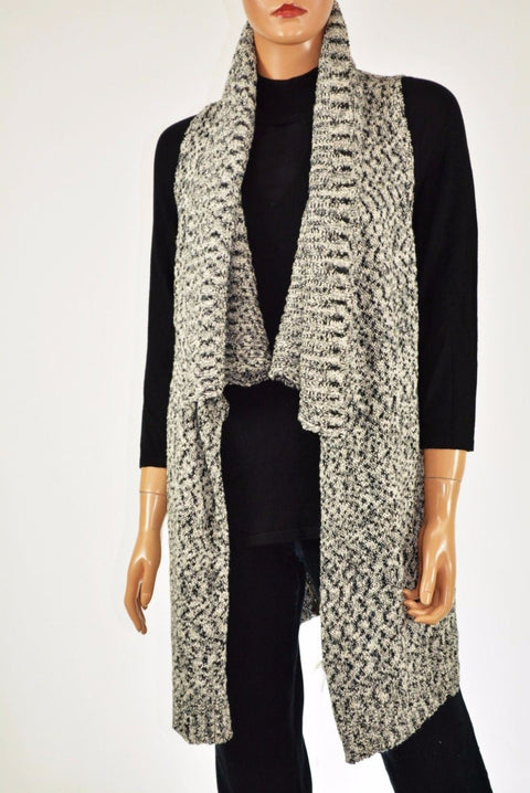 INC International Concepts Women Gray Metallic Marl-Knit Draped Shrug Cardigan L