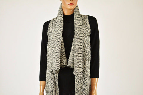 INC International Concepts Women Gray Metallic Marl-Knit Draped Shrug Cardigan L