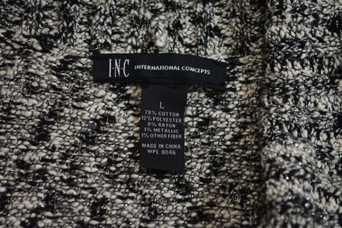 INC International Concepts Women Gray Metallic Marl-Knit Draped Shrug Cardigan L