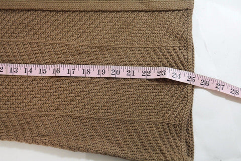 JM Collection Women Wing-Collar Buckled 3/4 Slv Brown Knit Cardigan Shrug Top M
