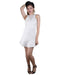 Solid Sleeveless High Round Neck Short Dress - evorr.com