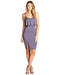 Women's Adjustable Cami Straps Bodycon Fit Fashion Ruffle-Front Dress Lilac Gray - evorr.com
