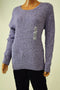 New Karen Scott Women's Scoop Neck Cotton Purple Cable Marl Knit Sweater Top XL