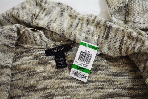 Style&Co Womens Shawl Collar Beige Open Front Space Dyed Duster Cardigan Shrug L - evorr.com