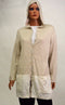 Style&Co Women's Beige Color Block Button Down Hooded Cardigan Shrug Top Plus 1X - evorr.com