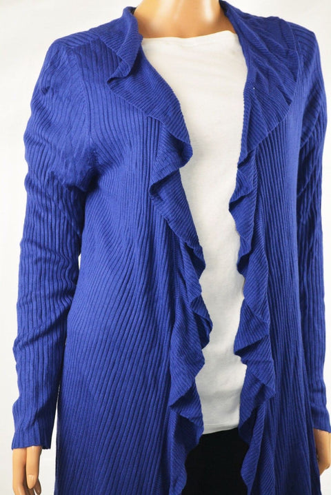 INC Concepts Women's Long-Sleeves Blue Open Front Ruffled Cardigan Shrug Top XL