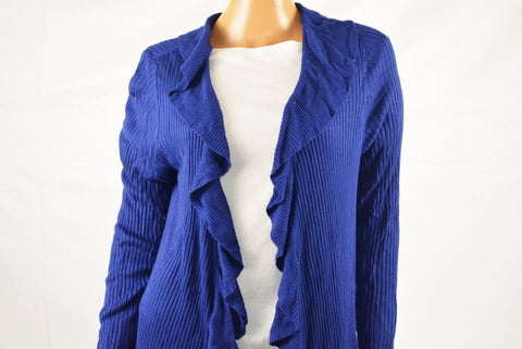 INC Concepts Women's Long-Sleeves Blue Open Front Ruffled Cardigan Shrug Top XL