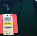 John Ashford Men's Long Sleeve Green Striped Ribbed Cotton V-Neck Knit Sweater M - evorr.com