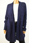 New Lauren Ralph Lauren Women's Blue Cable-Knit Open Front Cardigan Shrug Top XL