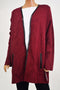 Charter Club Women Open-Front Duster Red Faux-Leather Trim Cardigan Shrug Top L - evorr.com