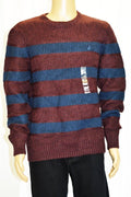 New Nautica Men's Long Sleeves Crew-Neck Burgundy Striped Ribbed Knit Sweater XL - evorr.com