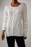 New Karen Scott Women's White Button Front Pointelle Knit Cardigan Shrug Top XL