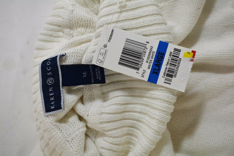 New Karen Scott Women's White Button Front Pointelle Knit Cardigan Shrug Top XL