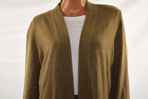 Karen Scott Women Long Sleev Brown Heather Open Front Rib Trim Cardigan Shrug XL