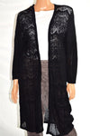 New JM Collection Women's 3/4 Sleeves Black Lace Crochet Duster Cardigan Shrug L