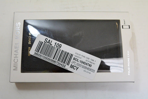 $70 NEW Michael Kors Black Gold Saffiano Leather iPhone 7 Tab Folio Phone Case