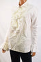 Lauren Ralph Lauren Womens Long Sleeve White Ruffled Button-Up Tunic Shirt Top L
