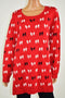 Charter Club Women's Red Jacquard Bow-Printed Knitted Tunic Sweater Top Plus 3X