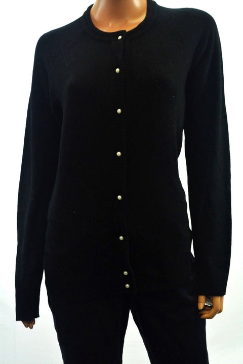 New Karen Scott Womens Long Sleeve Luxsoft Black Button Down Cardigan Sweater XL