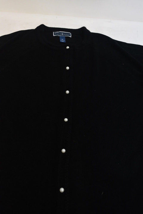 New Karen Scott Womens Long Sleeve Luxsoft Black Button Down Cardigan Sweater XL