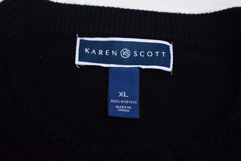 New Karen Scott Womens Long Sleeve Luxsoft Black Button Down Cardigan Sweater XL