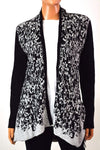 New Style&Co Women Open Front Metallic Black Geometric Knit Cardigan Shrug Top S - evorr.com