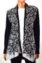 New Style&Co Women Open Front Metallic Black Geometric Knit Cardigan Shrug Top S - evorr.com