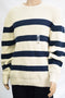New Nautica Mens Long Sleeve Crew Neck White Breton Striped Pullover Sweater XL