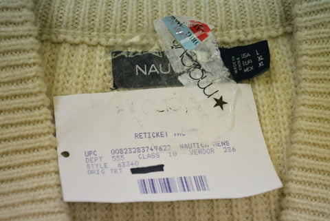 Nautica Mens Long Sleeve Shawl Collar Full-Zip White Pocketed Cardigan Sweater L
