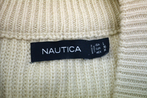 Nautica Mens Long Sleeve Shawl Collar Full-Zip White Pocketed Cardigan Sweater L