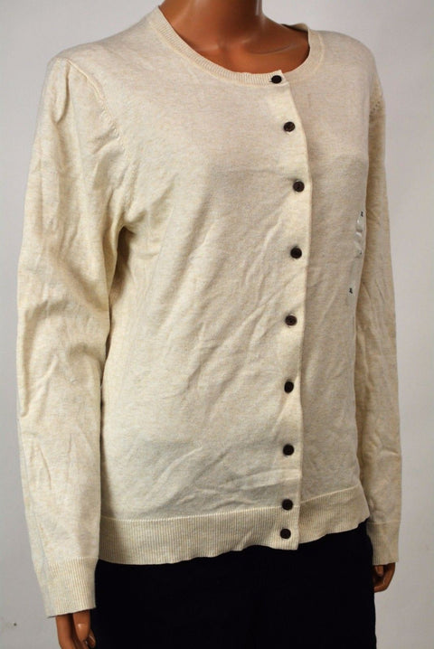 New Karen Scott Women's Heather Beige Button Front Knitted Cardigan Shrug Top XL