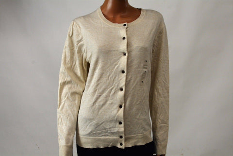 New Karen Scott Women's Heather Beige Button Front Knitted Cardigan Shrug Top XL