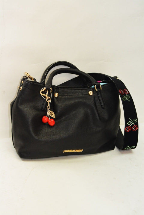 $108 NEW Betsey Johnson Medium Satchel with Decorative Cherry Strap Shoulder Bag - evorr.com