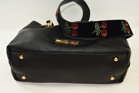 $108 NEW Betsey Johnson Medium Satchel with Decorative Cherry Strap Shoulder Bag - evorr.com