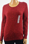 New Karen Scott Women's Long Sleeves Cotton Red Marled Cable Knit Sweater Top M