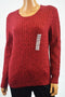New Karen Scott Women's Long Sleeves Cotton Red Marled Cable Knit Sweater Top M