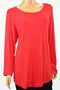 JM Collection Womens Long-Sleeve Red Stretch Scoop-Neck Tunic Blouse Top Plus 2X