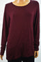 Alfani Women Crew Nk Ruched-Long Sleeve Stretch Maroon Tunic Blouse Top Plus 1X