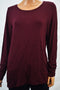 Alfani Women Crew Nk Ruched-Long Sleeve Stretch Maroon Tunic Blouse Top Plus 1X